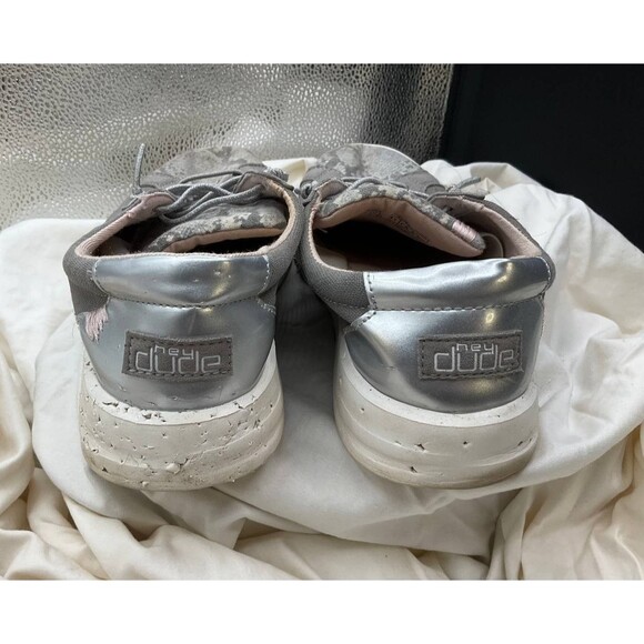 Hey Dude Karina Sneakers Womens 10 Silver Python Slip On Comfort Casual Shoes - Picture 3 of 8